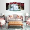 Cherry Waterfall - Nature 5 Panel Canvas Art Wall Decor