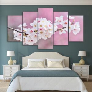 Cherry blossoms 03 - Nature 5 Panel Canvas Art Wall Decor
