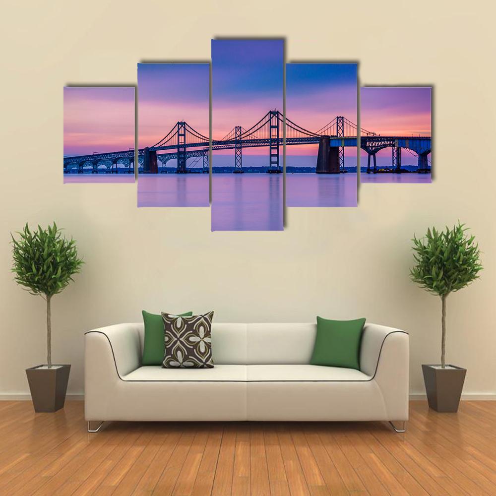 Chesapeake Bay Bridge - Nature 5 Panel Canvas Art Wall Decor Chesapeake Bay Bridge - Nature 5 Panel Canvas Art Wall Decor