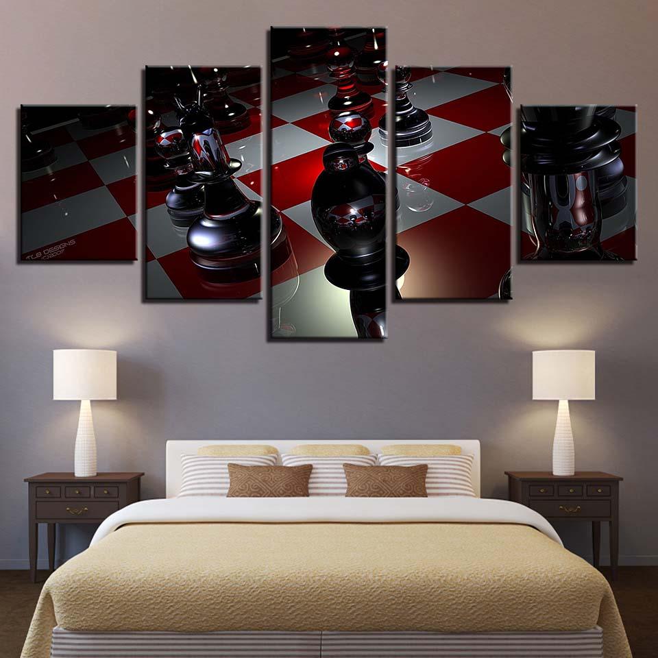 Chess 5 - Gaming 5 Panel Canvas Art Wall Decor Chess 5 - Gaming 5 Panel Canvas Art Wall Decor