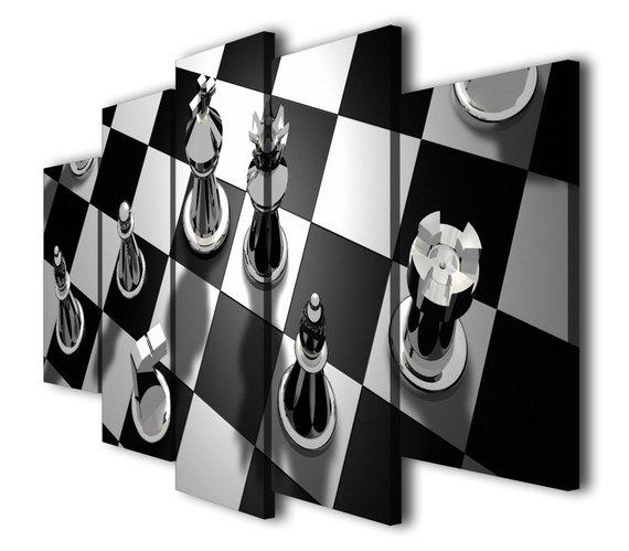 Chess Game - Gaming 5 Panel Canvas Art Wall Decor Chess Game - Gaming 5 Panel Canvas Art Wall Decor