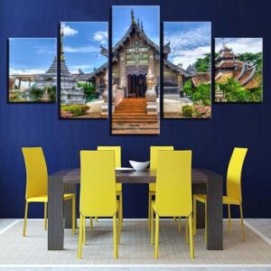 Chiang Mai Temple Thailand - Religion 5 Panel Canvas Art Wall Decor