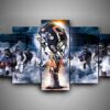 Chicago Bears 2 Football - 5 Panel Canvas Art Wall Decor