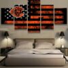 Chicago Bears American Flag - Abstract 5 Panel Canvas Art Wall Decor