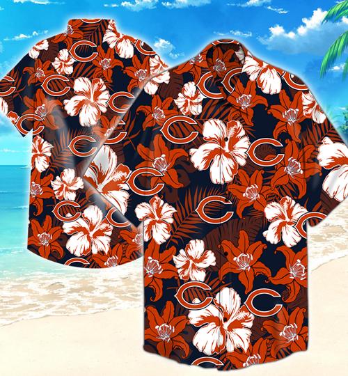 Chicago Bears Flower Hawaiian Shirt Summer Button Up Chicago Bears Flower Hawaiian Shirt Summer Button Up