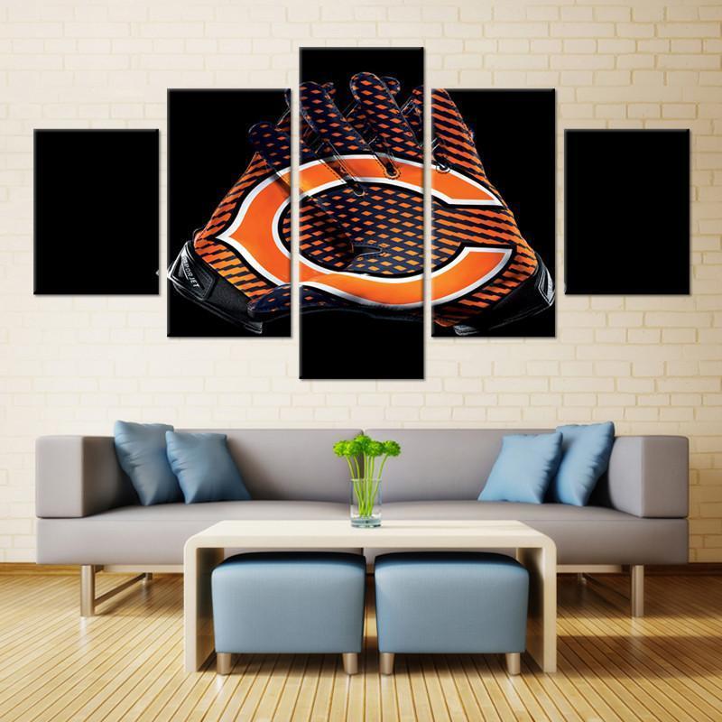 Chicago Bears Gloves Sport - 5 Panel Canvas Art Wall Decor Chicago Bears Gloves Sport - 5 Panel Canvas Art Wall Decor