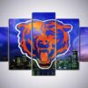 Chicago Bears Logo Poster Football - 5 Panel Canvas Art Wall Decor