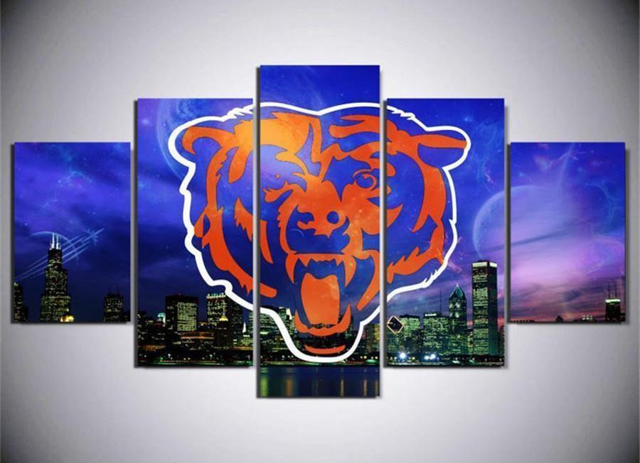 Chicago Bears Logo Poster Football - 5 Panel Canvas Art Wall Decor Chicago Bears Logo Poster Football - 5 Panel Canvas Art Wall Decor