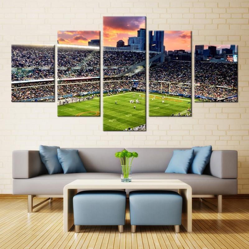 Chicago Bears Stadium Football - 5 Panel Canvas Art Wall Decor Chicago Bears Stadium Football - 5 Panel Canvas Art Wall Decor