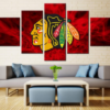 Chicago Blackhawks 1 - Sport 5 Panel Canvas Art Wall Decor