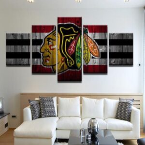 Chicago Blackhawks 3 - Sport 5 Panel Canvas Art Wall Decor