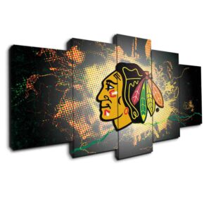 Chicago Blackhawks 4 - Sport 5 Panel Canvas Art Wall Decor