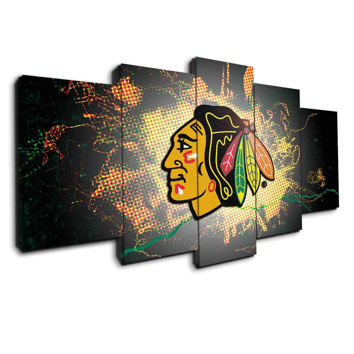 Chicago Blackhawks 4 - Sport 5 Panel Canvas Art Wall Decor Chicago Blackhawks 4 - Sport 5 Panel Canvas Art Wall Decor