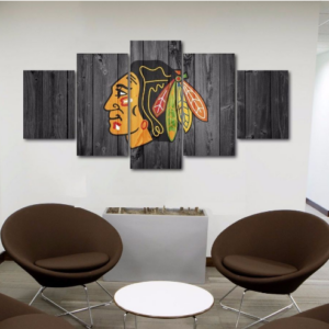 Chicago Blackhawks Barn Wood - Sport 5 Panel Canvas Art Wall Decor