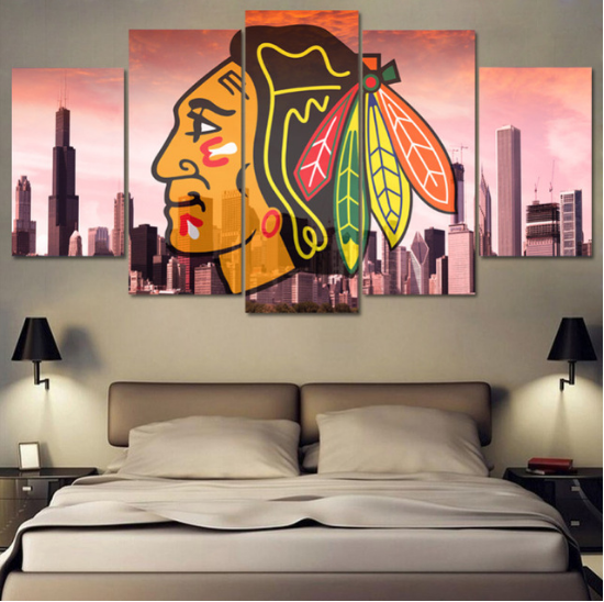 Chicago Blackhawks Ice Hockey - Sport 5 Panel Canvas Art Wall Decor Chicago Blackhawks Ice Hockey - Sport 5 Panel Canvas Art Wall Decor