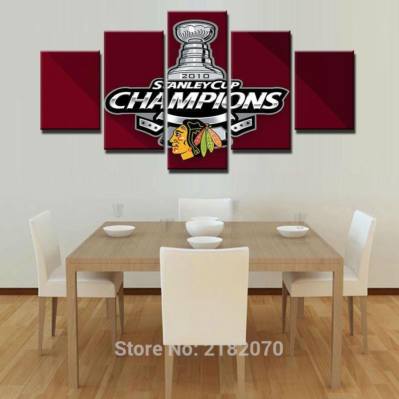 Chicago Blackhawks Stanley Cup Champions - Sport 5 Panel Canvas Art Wall Decor Chicago Blackhawks Stanley Cup Champions - Sport 5 Panel Canvas Art Wall Decor