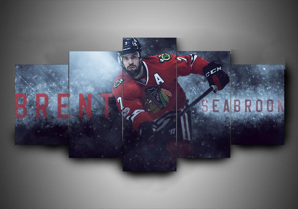 Chicago Blackhawks - Brent Seabrook - Sport 5 Panel Canvas Art Wall Decor Chicago Blackhawks - Brent Seabrook - Sport 5 Panel Canvas Art Wall Decor