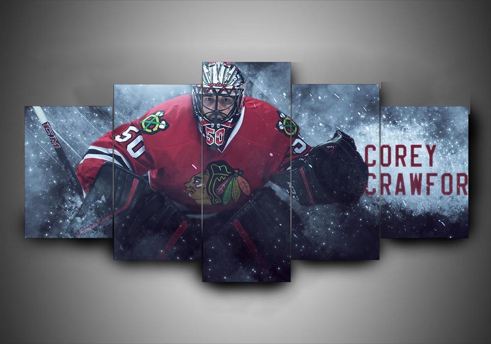Chicago Blackhawks - Corey Crawfor - Sport 5 Panel Canvas Art Wall Decor Chicago Blackhawks - Corey Crawfor - Sport 5 Panel Canvas Art Wall Decor