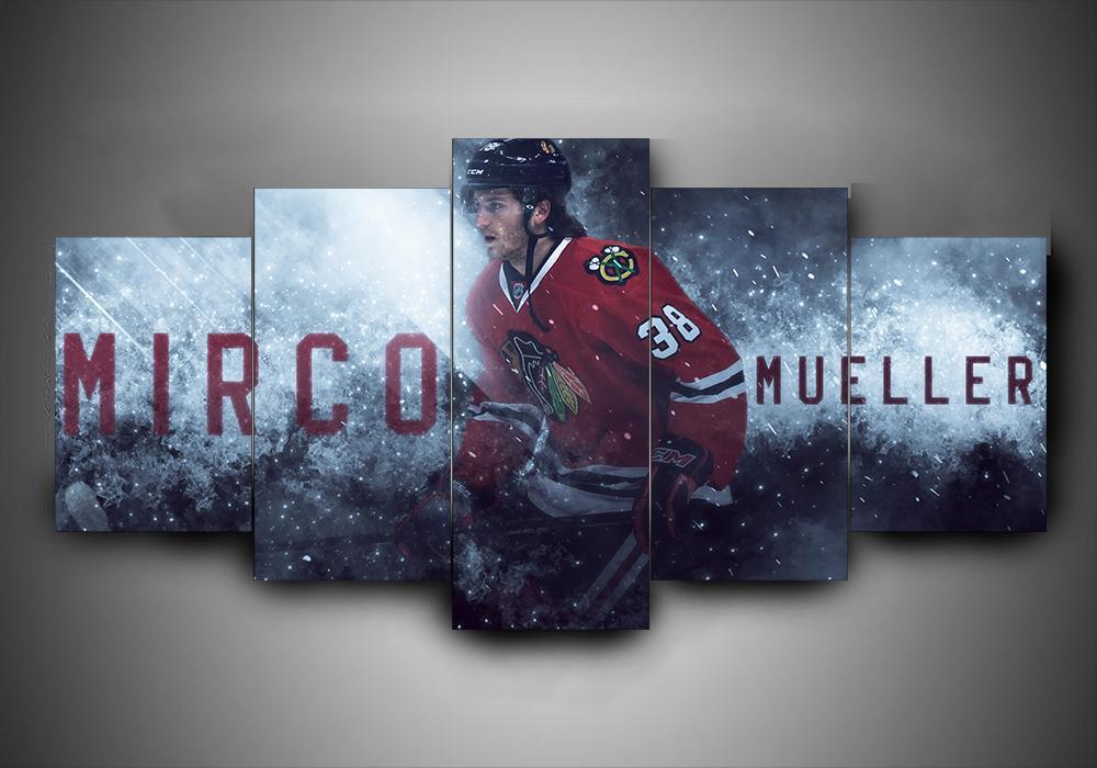 Chicago Blackhawks - Mirco Mueller - Sport 5 Panel Canvas Art Wall Decor Chicago Blackhawks - Mirco Mueller - Sport 5 Panel Canvas Art Wall Decor