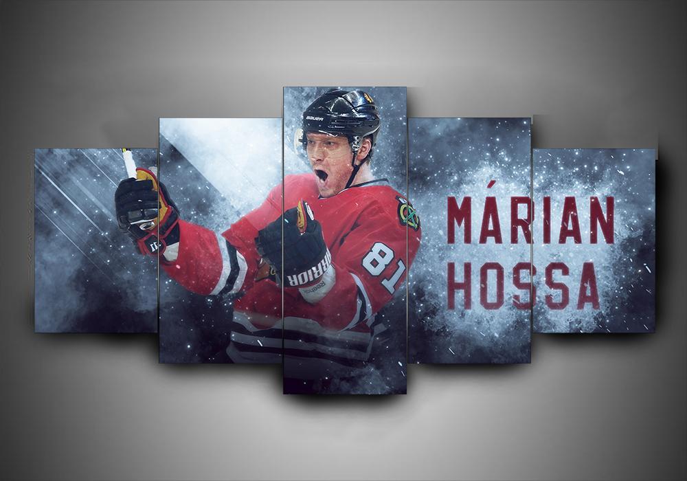 Chicago Blackhawks - M�Rian Hossa - Sport 5 Panel Canvas Art Wall Decor Chicago Blackhawks - M�Rian Hossa - Sport 5 Panel Canvas Art Wall Decor