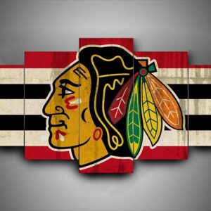 Chicago Blackhawks - Team 1 - Sport 5 Panel Canvas Art Wall Decor
