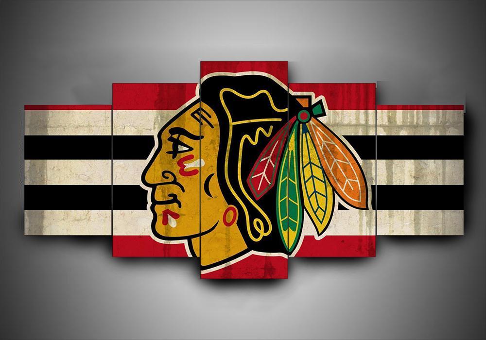 Chicago Blackhawks - Team 1 - Sport 5 Panel Canvas Art Wall Decor Chicago Blackhawks - Team 1 - Sport 5 Panel Canvas Art Wall Decor