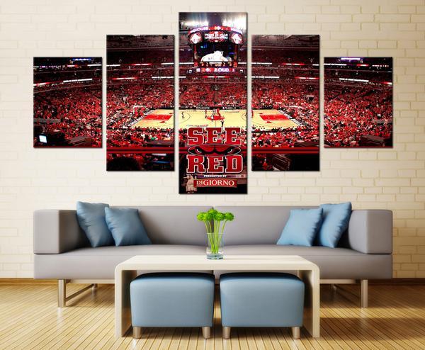 Chicago Bulls 4 - Sport 5 Panel Canvas Art Wall Decor Chicago Bulls 4 - Sport 5 Panel Canvas Art Wall Decor