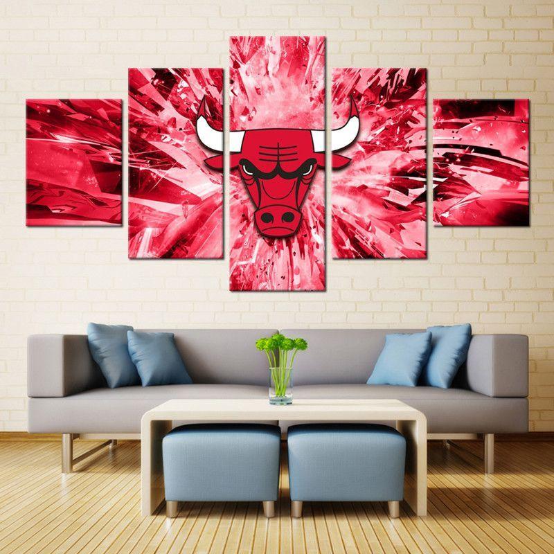 Chicago Bulls 5 - Sport 5 Panel Canvas Art Wall Decor Chicago Bulls 5 - Sport 5 Panel Canvas Art Wall Decor