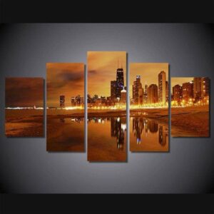 Chicago City 4 - Nature 5 Panel Canvas Art Wall Decor