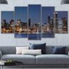 Chicago City View Split - Nature 5 Panel Canvas Art Wall Decor