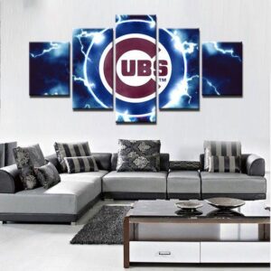 Chicago Cubs Baseball 1 - Sport 5 Panel Canvas Art Wall Decor