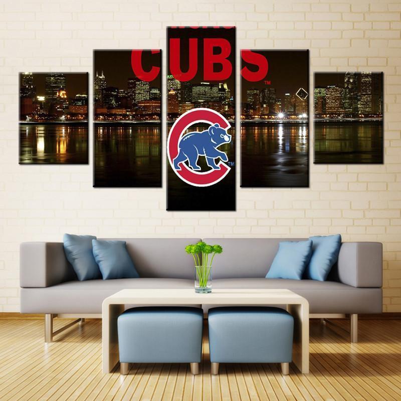 Chicago Cubs Poster 3 Baseball - 5 Panel Canvas Art Wall Decor Chicago Cubs Poster 3 Baseball - 5 Panel Canvas Art Wall Decor