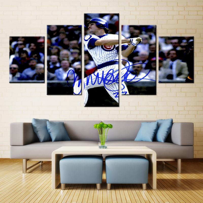 Chicago Cubs Star And Signature - Sport 5 Panel Canvas Art Wall Decor Chicago Cubs Star And Signature - Sport 5 Panel Canvas Art Wall Decor