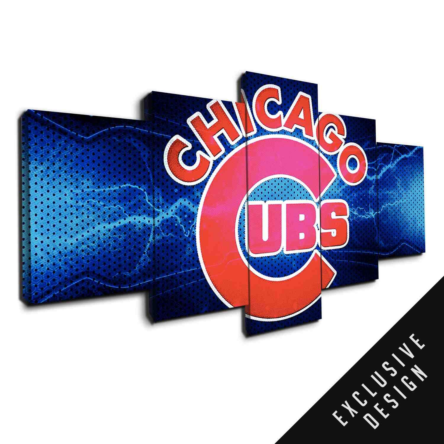 Chicago Cubs Thunderbolt - Sport 5 Panel Canvas Art Wall Decor Chicago Cubs Thunderbolt - Sport 5 Panel Canvas Art Wall Decor