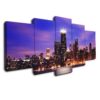 Chicago Purple Skyline - Sport 5 Panel Canvas Art Wall Decor