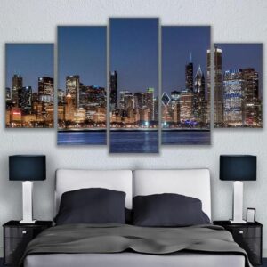 Chicago River - Nature 5 Panel Canvas Art Wall Decor