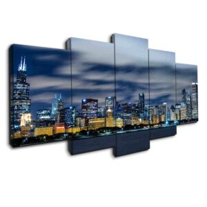 Chicago Skyline 1 - Nature 5 Panel Canvas Art Wall Decor