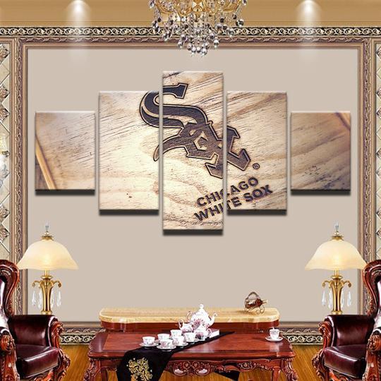 Chicago White Sox Wood Burning - Sport 5 Panel Canvas Art Wall Decor Chicago White Sox Wood Burning - Sport 5 Panel Canvas Art Wall Decor