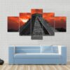 Chichen Itza Temple In Mexico - Nature 5 Panel Canvas Art Wall Decor