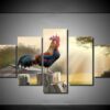 Chicken At Dawn - Animal 5 Panel Canvas Art Wall Decor
