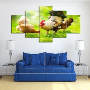 Chickens - Animal 5 Panel Canvas Art Wall Decor