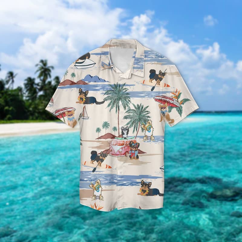 Chihuahua Longhair Beach Hawaiian Shirt Chihuahua Longhair Beach Hawaiian Shirt