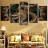 Chinese Dragon - Animal 5 Panel Canvas Art Wall Decor