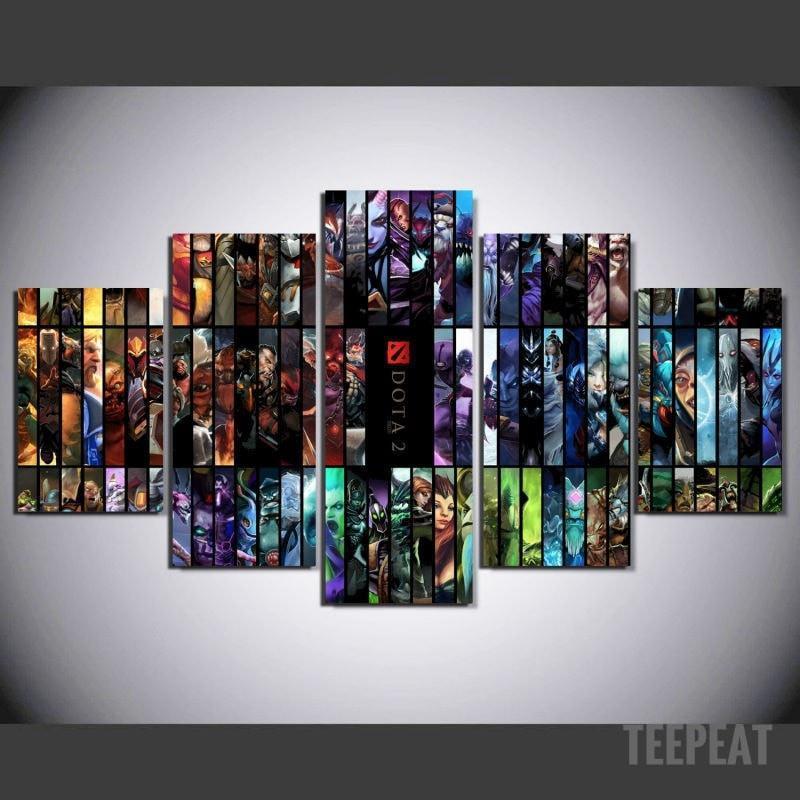 Choose Your Hero - Gaming 5 Panel Canvas Art Wall Decor Choose Your Hero - Gaming 5 Panel Canvas Art Wall Decor