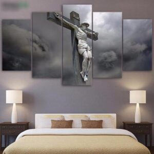 Christ On The Cross - Religion 5 Panel Canvas Art Wall Decor