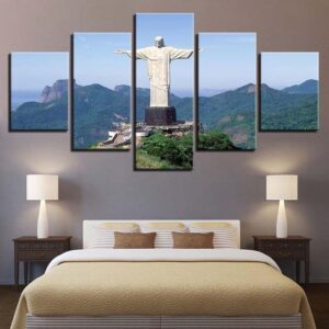 Christ The Redeemer Rio De Janeiro Brazil 01 - Religion 5 Panel Canvas Art Wall Decor
