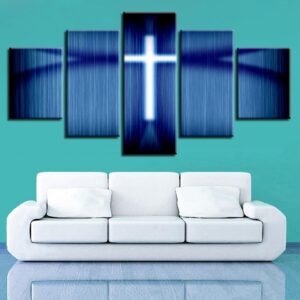 Christian Cross 1 - Religion 5 Panel Canvas Art Wall Decor