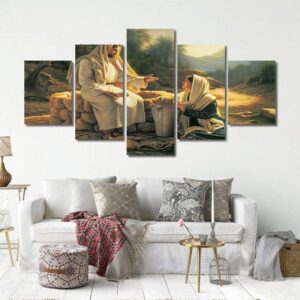 Christian Jesus Mary Magdelene - Religion 5 Panel Canvas Art Wall Decor