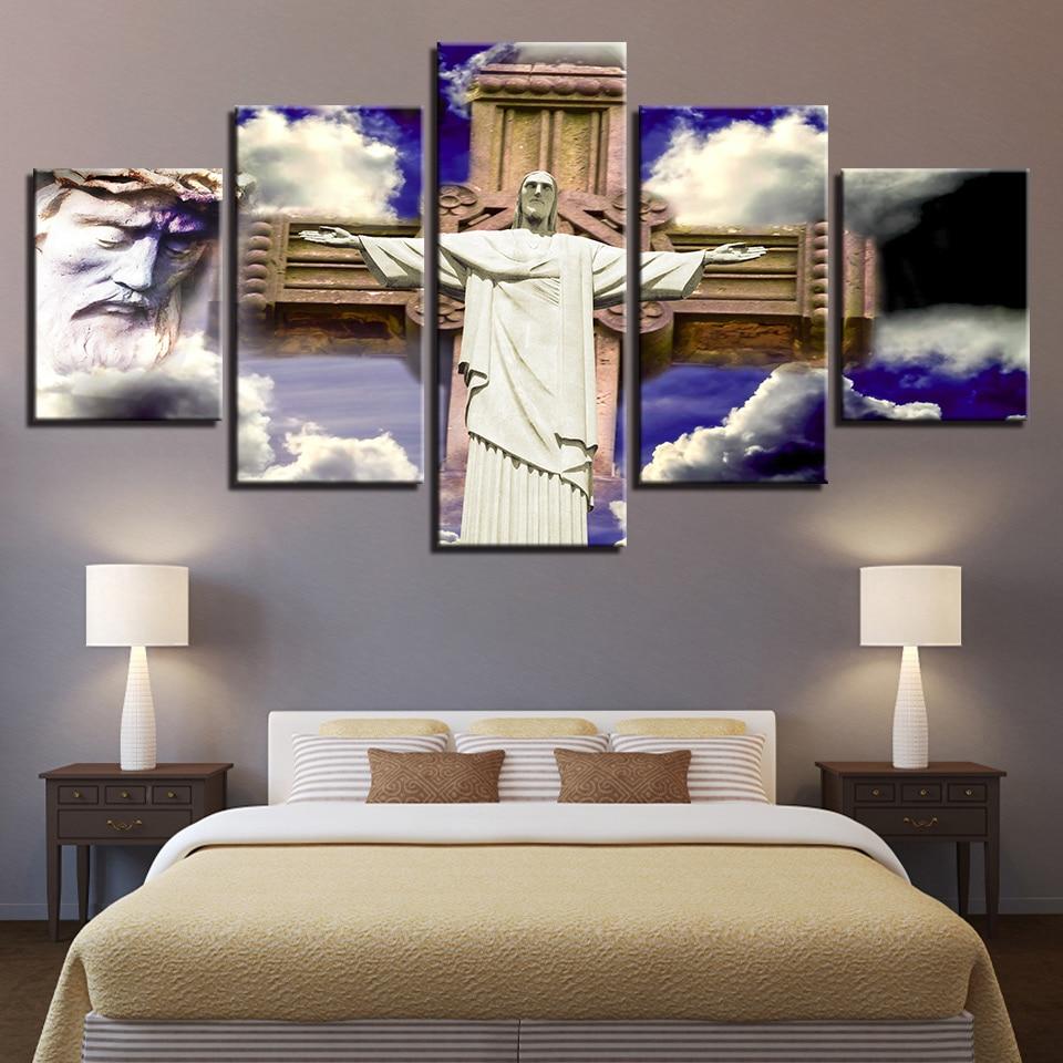 Christian Religion Cross Jesus - Religion 5 Panel Canvas Art Wall Decor Christian Religion Cross Jesus - Religion 5 Panel Canvas Art Wall Decor