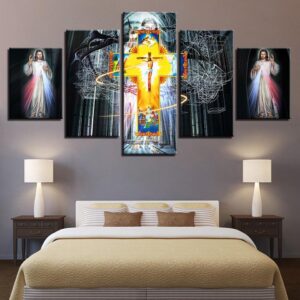 Christian religion cross Jesus 1 - Religion 5 Panel Canvas Art Wall Decor